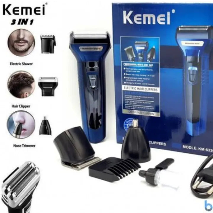 KEMEI 3 In 1 Rechargeable Electric Shaver & Trimmer KM-6332