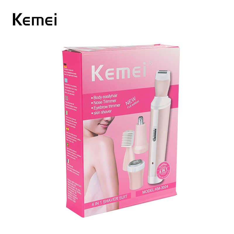 Electroginal Kemei KM-6637 4 in 1 Ladies Hair Clipper Professional 4 in 1 Women Razor Shaver Body Epilator Nose Facial Bikini Underarm Hair Removal Machine