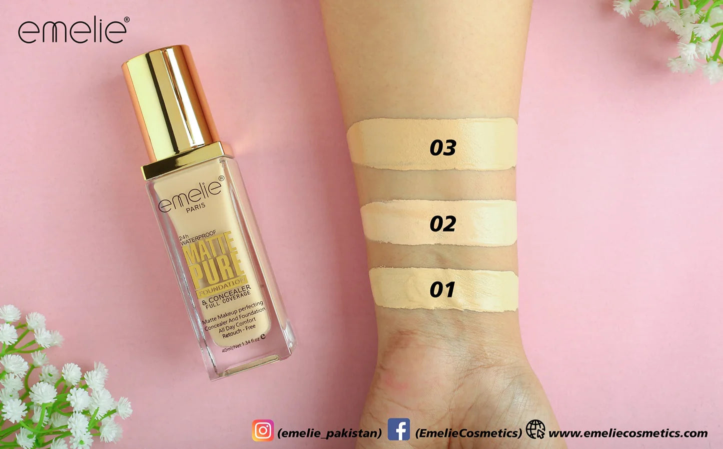 Emelie pearl 24hour  matte makeup foundation