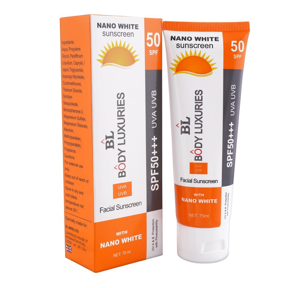 BODY LUXURIES NANO WHITE SUNBLOCK SPF 50 75ML