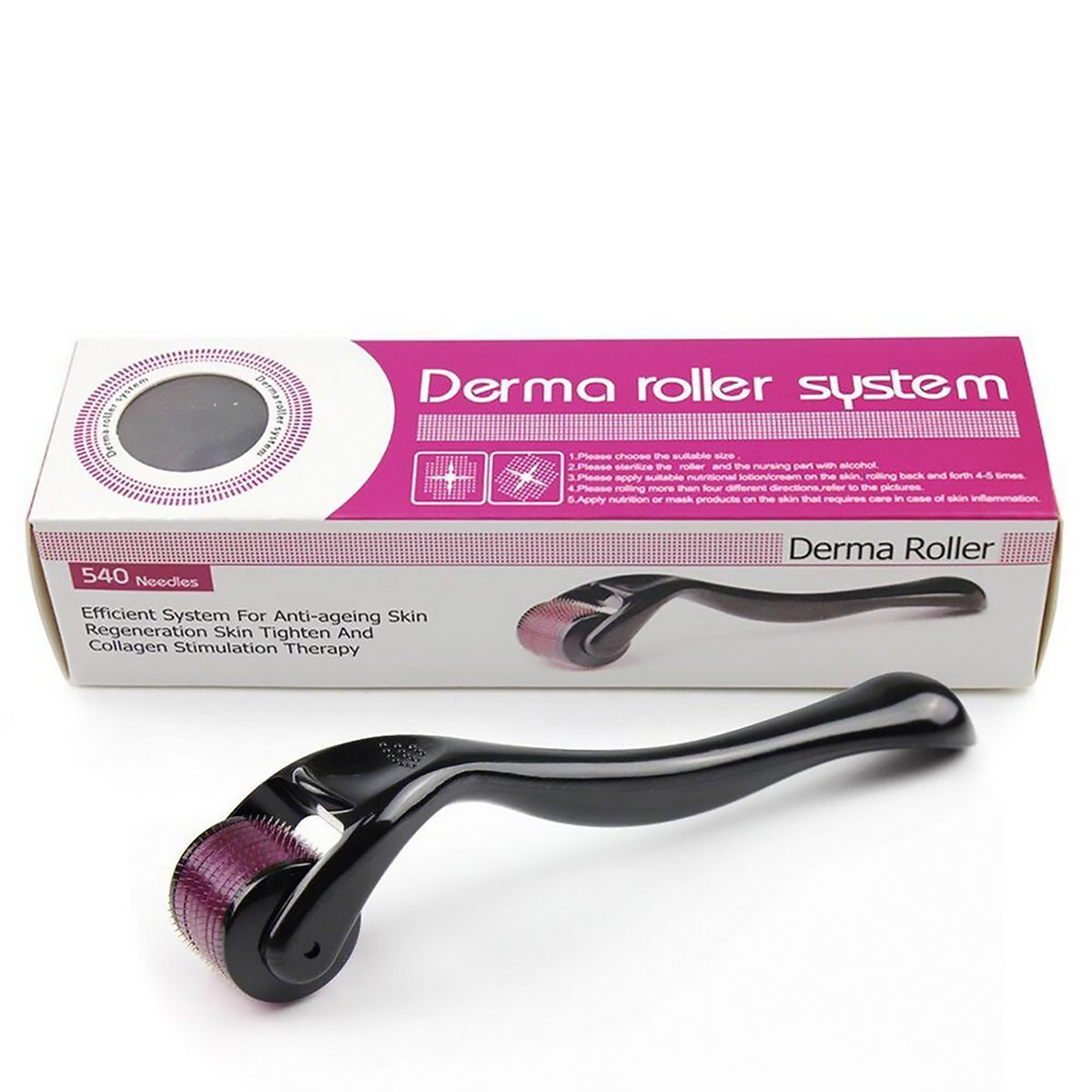 Derma Roller 0.5mm Titanium 540 Micro-Needling System For Anti-Ageing Skin Regeneration Acne Scars Wrinkles Stretches