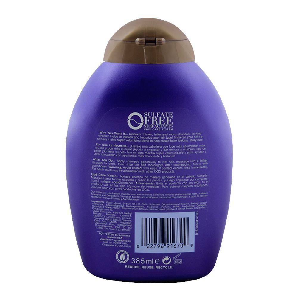 OGX Thick & Full + Biotin & Collagen Shampoo, Sulfate Free – 385ml